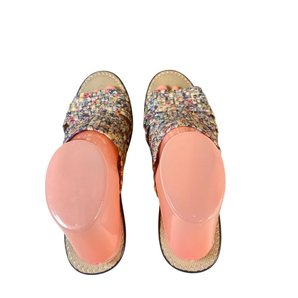 Bernie Mev Multi-Color Woven Elastic Wedge Sandal Shoes Women's EU 39 W's 8 - Picture 11 of 15
